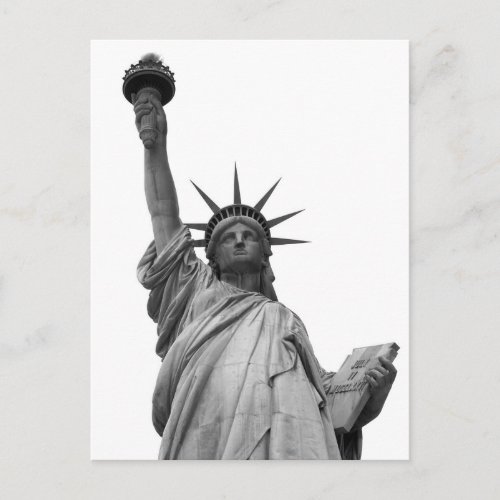 Black  White Statue of Liberty Postcard