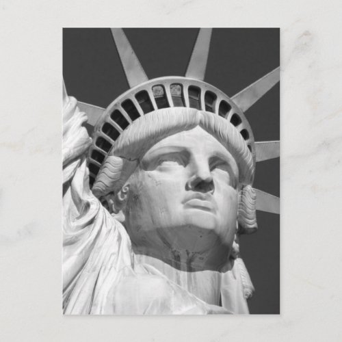 Black  White Statue of Liberty Postcard