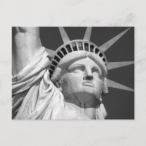 Black  White Statue of Liberty Postcard