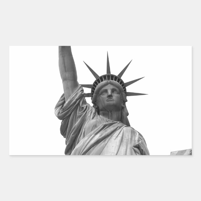 Black & White Statue of Liberty Rectangular Sticker (Front)