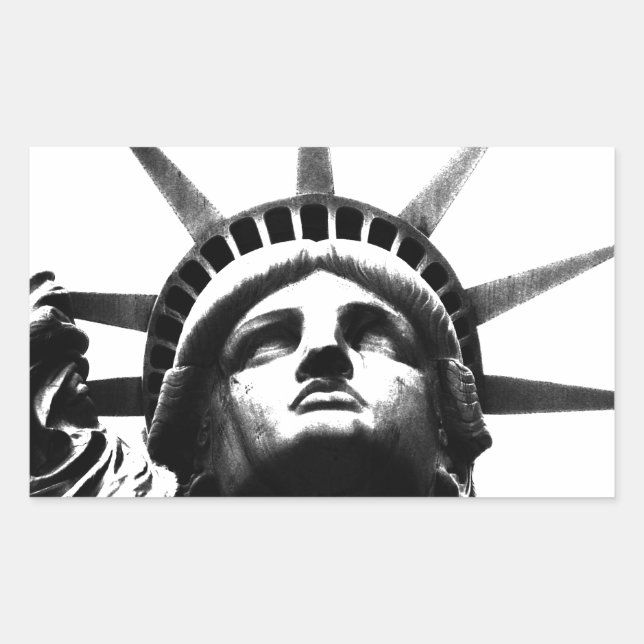 Black & White Statue of Liberty Rectangular Sticker (Front)