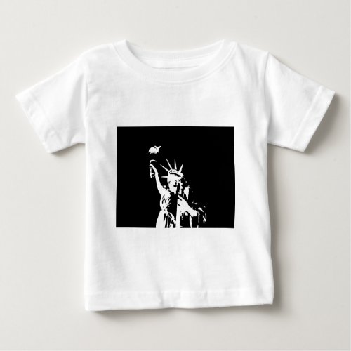 Black  White Statue of Liberty Silhouette Baby T_Shirt