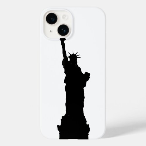 Black  White Statue of Liberty Silhouette Case_Mate iPhone 14 Case