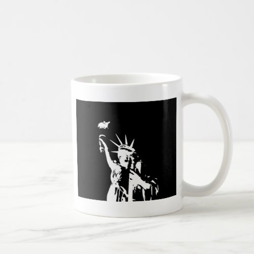Black  White Statue of Liberty Silhouette Coffee Mug