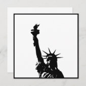 Black & White Statue of Liberty Silhouette Invites (Front/Back)