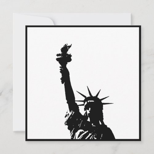 Black  White Statue of Liberty Silhouette Invites