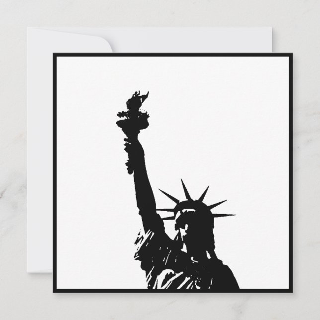 Black & White Statue of Liberty Silhouette Invites (Front)