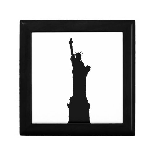 Black  White Statue of Liberty Silhouette Jewelry Box