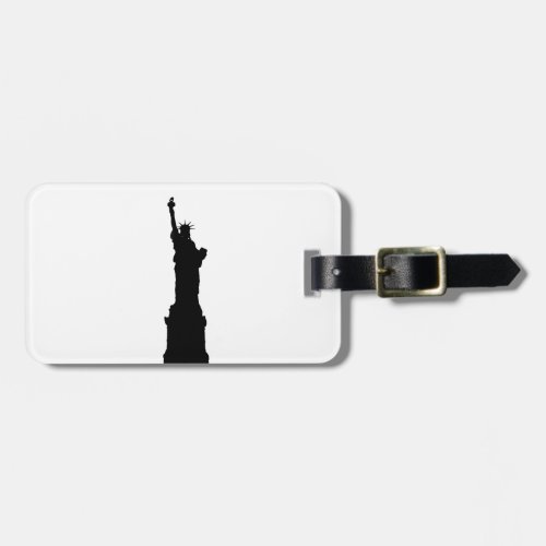 Black  White Statue of Liberty Silhouette Luggage Tag
