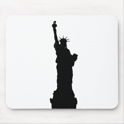 Black  White Statue of Liberty Silhouette Mouse Pad