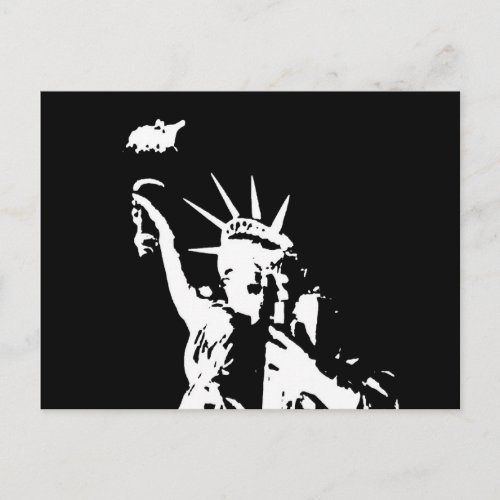 Black  White Statue of Liberty Silhouette Postcard