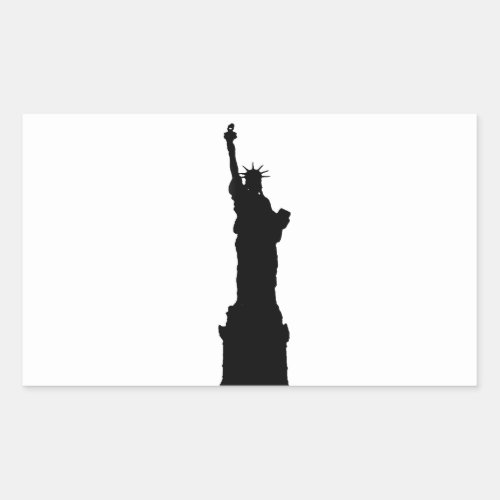 Black  White Statue of Liberty Silhouette Rectangular Sticker