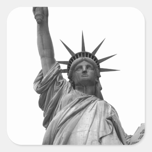 Black  White Statue of Liberty Square Sticker