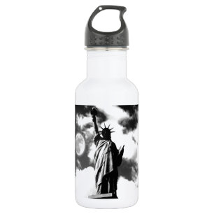 Black & White Statue of Liberty Stainless Steel Water Bottle