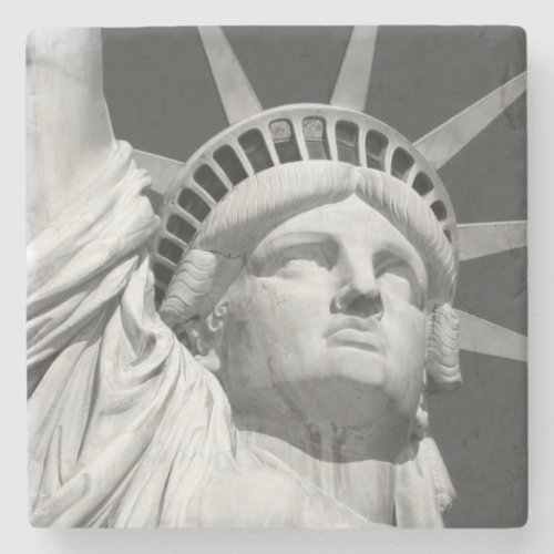 Black  White Statue of Liberty Stone Coaster