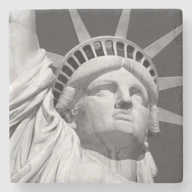Black & White Statue of Liberty Stone Coaster (Front)