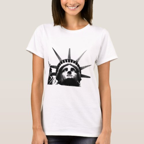 Black  White Statue of Liberty T_Shirt