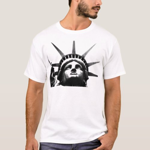 Black  White Statue of Liberty T_Shirt