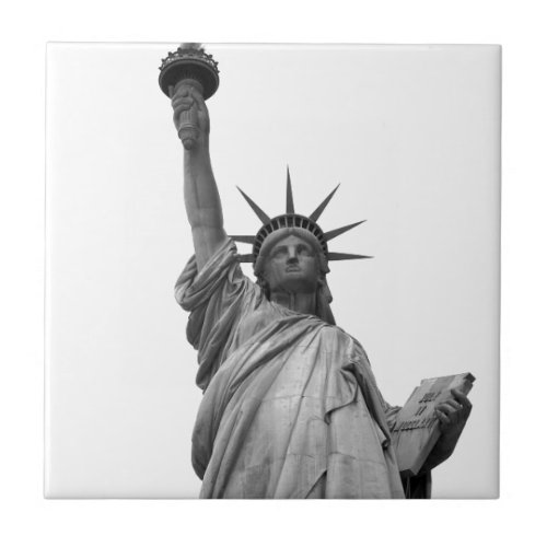Black  White Statue of Liberty Tile
