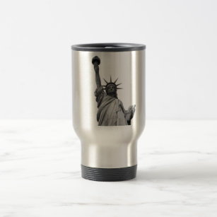 Black & White Statue of Liberty Travel Mug