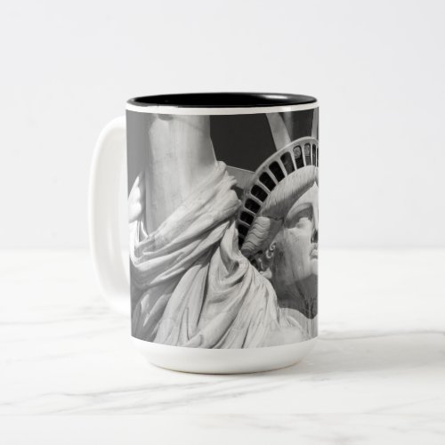 Black  White Statue of Liberty Two_Tone Coffee Mug