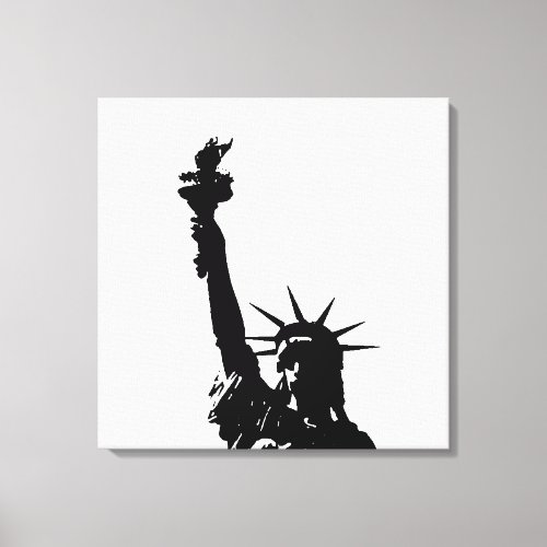 Black  White Statue of Liberty Wrapped Canvas