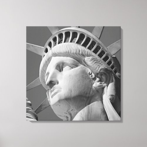 Black  White Statue of Liberty Wrapped Canvas