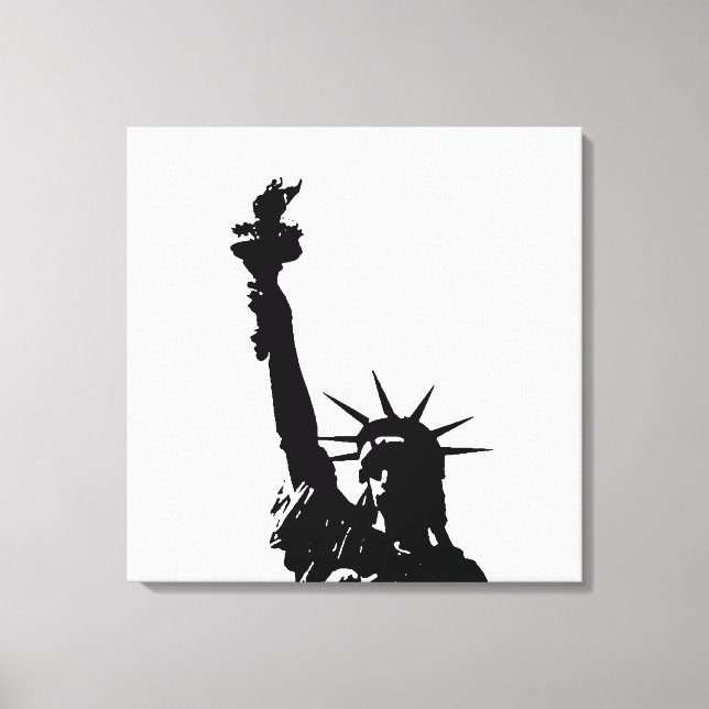 Black & White Statue of Liberty Wrapped Canvas Print (Front)