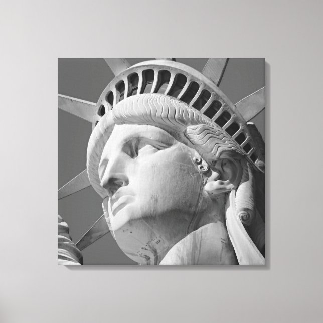 Black & White Statue of Liberty Wrapped Canvas Print (Front)