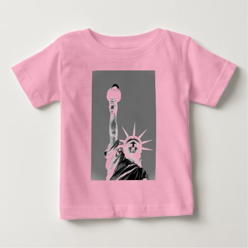 Black  White Statueof Liberty New York City Baby T_Shirt