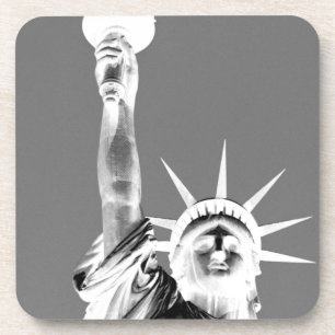 Black & White Statueof Liberty New York City Beverage Coaster