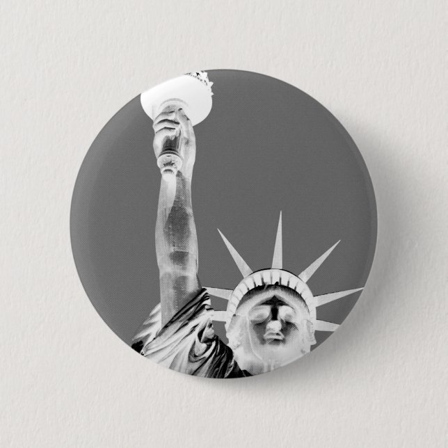 Black & White Statueof Liberty New York City Button (Front)