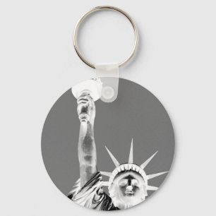 Black & White Statueof Liberty New York City Keychain