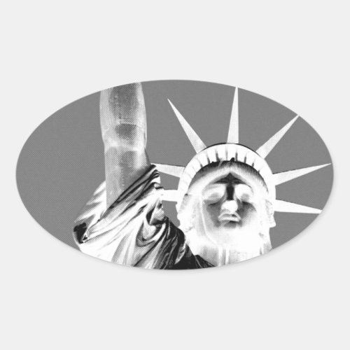 Black  White Statueof Liberty New York City Oval Sticker