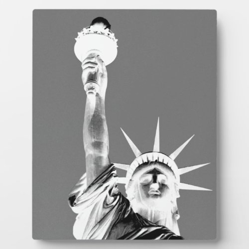 Black  White Statueof Liberty New York City Plaque