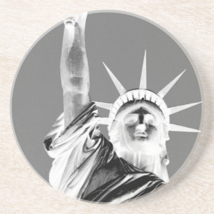 Black & White Statueof Liberty New York City Sandstone Coaster