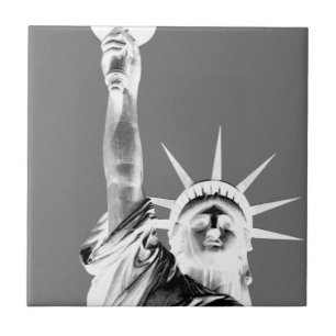 Black & White Statueof Liberty New York City Tile