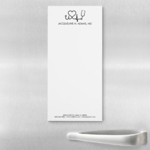 Black White Stethoscope Nurse Doctor Custom Magnetic Notepad