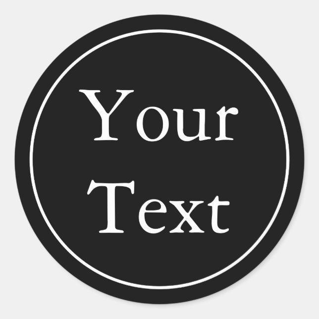 Black & White Stickers or Labels w/ Custom Text (Front)
