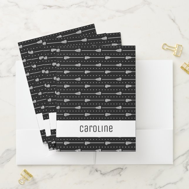 Black White Sticks and Dotted Lines Pattern Pocket Folder (In Situ)