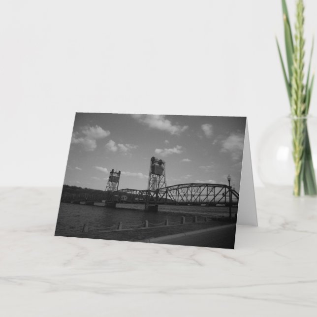 Black & White Stillwater Lift Bridge Get Well Card (Front)