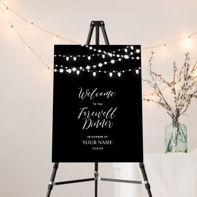 Black & White String Lights Fawell Dinner Welcome  Foam Board (In Situ (Stand))