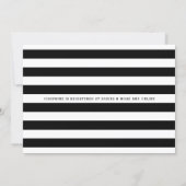 Black & White Stripe Baby Girl Shower Gold Accents Invitation (Back)