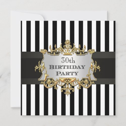 Black White Stripe Birthday Party Invit Personalized Invitations