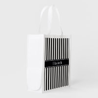 Black White Stripe Black Name Monogram