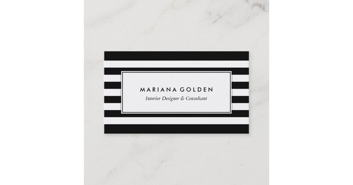 Black White Stripe Business Card | Zazzle