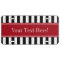 Black White Stripe Cranberry Red Name Monogram