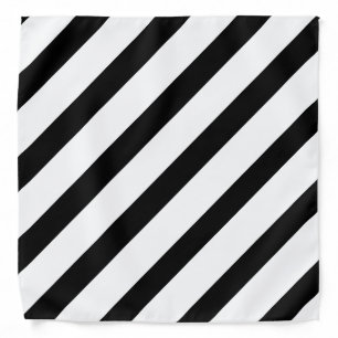 Black White Stripe Formal Wedding Pocket Square Bandana