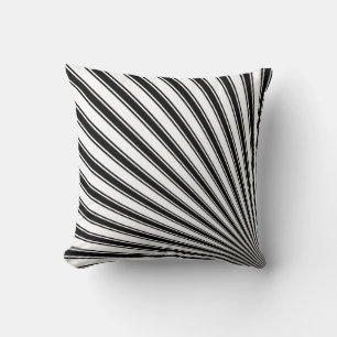 Black White Stripe Funky Pattern Throw Pillow