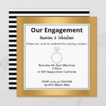 Black & White Stripe Gold Diamond Ring Engagement